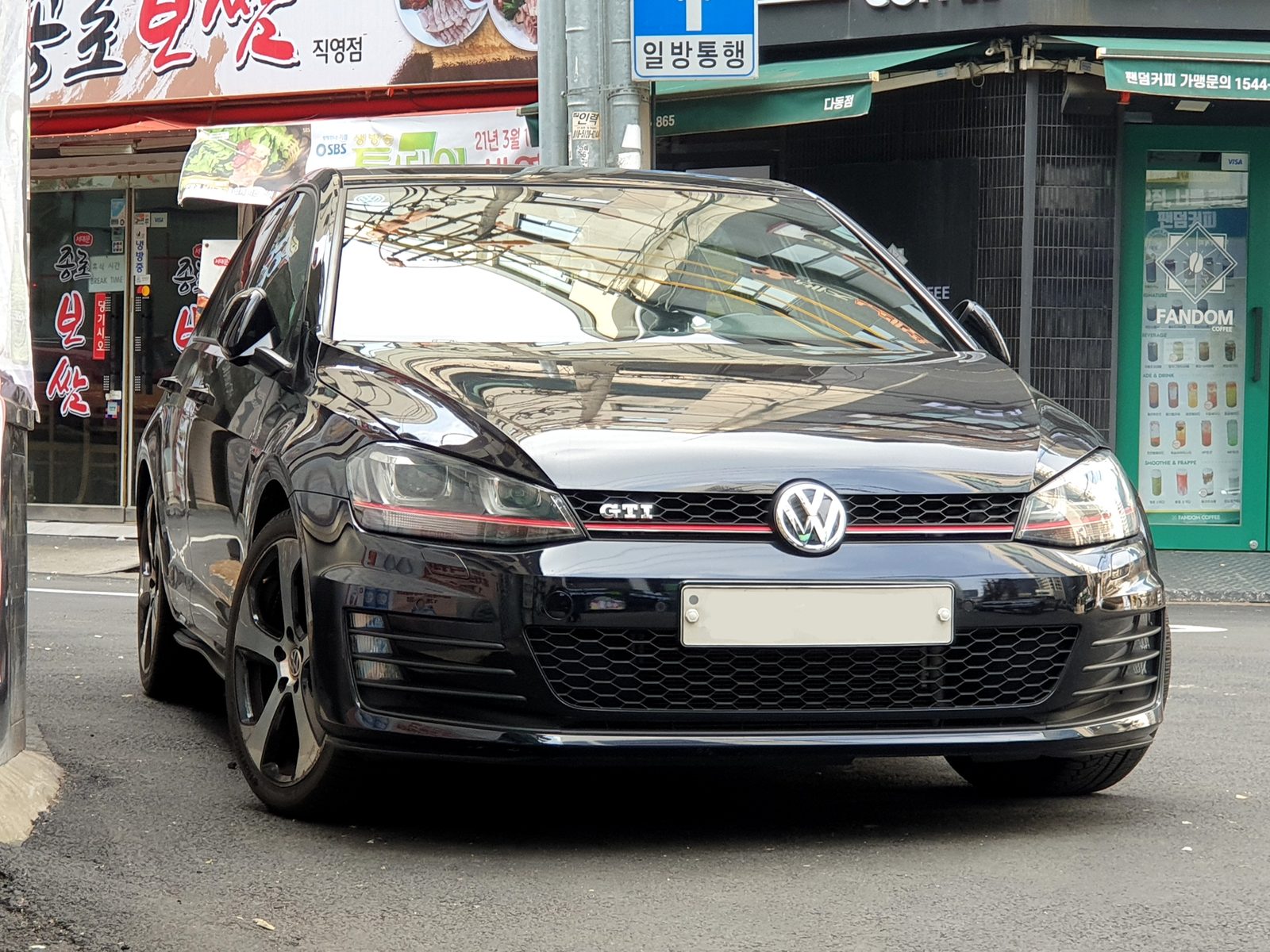 Black Volkswagen Golf GTI Mk7, front view